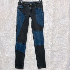 Marc by Marc Jacobs patchwork blue black denim skinny jeans, size 28